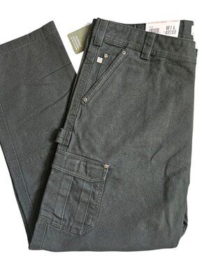 NWT Cabelas Roughneck Pants Mens 42x32 Green Canvas Denim Cargo Double Knee Work